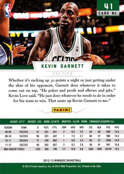 2012-13 Panini Marquee #41 Kevin Garnett Back