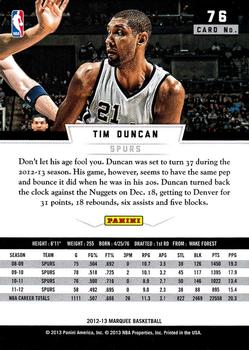 2012-13 Panini Marquee #76 Tim Duncan Back
