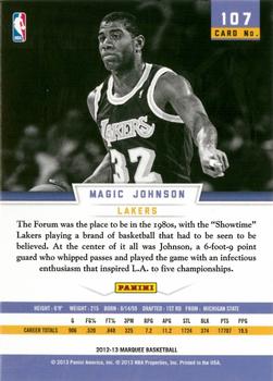2012-13 Panini Marquee #107 Magic Johnson Back