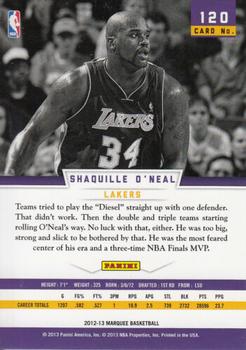 2012-13 Panini Marquee #120 Shaquille O'Neal Back