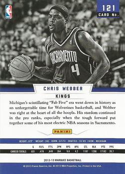 2012-13 Panini Marquee #121 Chris Webber Back