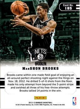 2012-13 Panini Marquee #185 MarShon Brooks Back