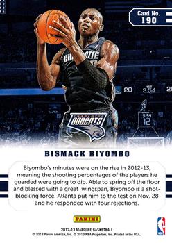2012-13 Panini Marquee #190 Bismack Biyombo Back