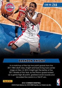 2012-13 Panini Marquee #244 Brandon Knight Back