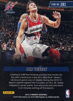 2012-13 Panini Marquee #281 Jan Vesely Back