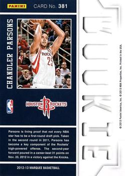 2012-13 Panini Marquee #381 Chandler Parsons Back