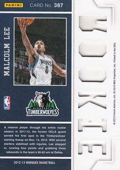 2012-13 Panini Marquee #387 Malcolm Lee Back