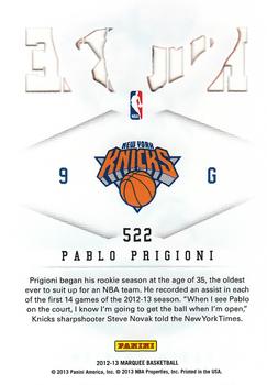 2012-13 Panini Marquee #522 Pablo Prigioni Back