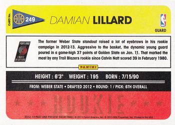 2012-13 Panini Past & Present #249 Damian Lillard Back
