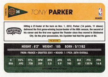 2012-13 Panini Past & Present #36 Tony Parker Back