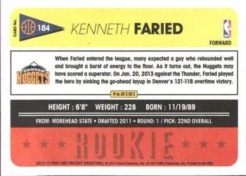2012-13 Panini Past & Present #184 Kenneth Faried Back