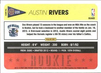 2012-13 Panini Past & Present #231 Austin Rivers Back
