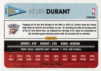 2012-13 Panini Past & Present #58 Kevin Durant Back