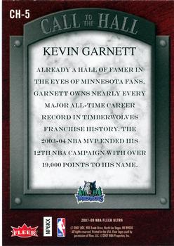 2007-08 Ultra - Call to the Hall #CH-5 Kevin Garnett Back