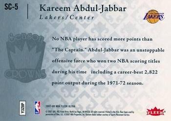 2007-08 Ultra - Season Crowns #SC-5 Kareem Abdul-Jabbar Back