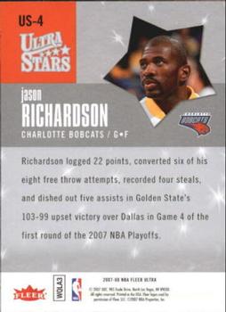 2007-08 Ultra - Ultra Stars #US-4 Jason Richardson Back