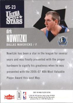 2007-08 Ultra - Ultra Stars #US-23 Dirk Nowitzki Back