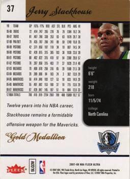 2007-08 Ultra - Gold Medallion #37 Jerry Stackhouse Back