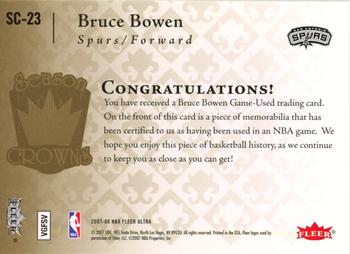 2007-08 Ultra - Season Crowns Memorabilia #SC-23 Bruce Bowen Back