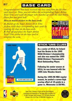 1996-97 Collector's Choice - Super Action Stick 'Ums (Series Two Bases) #B17 Ed O'Bannon Back