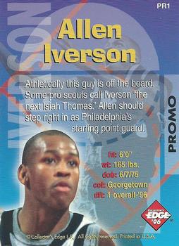 1996 Collector's Edge Rookie Rage #PR1 Allen Iverson Back