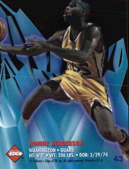1996 Collector's Edge Rookie Rage - Ice Sculpture #43 Ronnie Henderson Back