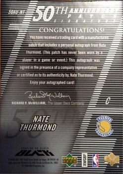 2007-08 UD Black - 50th Anniversary Autographs #50AU-NT Nate Thurmond Back