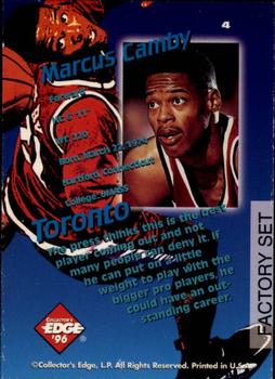 1996 Collector's Edge Rookie Rage - Key Kraze Factory Set #4 Marcus Camby Back