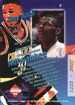 1996 Collector's Edge Rookie Rage - Key Kraze Holofoil #2 Ray Allen Back