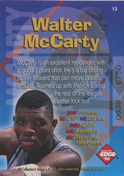1996 Collector's Edge Rookie Rage - Radical Recruits #13 Walter McCarty Back