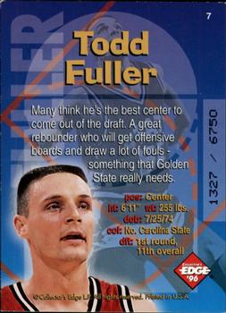 1996 Collector's Edge Rookie Rage - Radical Recruits #7 Todd Fuller Back