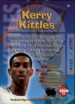 1996 Collector's Edge Rookie Rage - Radical Recruits #10 Kerry Kittles Back