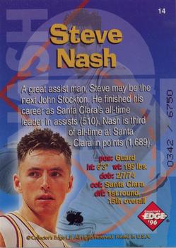 1996 Collector's Edge Rookie Rage - Radical Recruits #14 Steve Nash Back