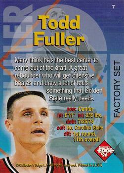 1996 Collector's Edge Rookie Rage - Radical Recruits Factory Set #7 Todd Fuller Back