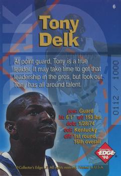 1996 Collector's Edge Rookie Rage - Radical Recruits Gold #6 Tony Delk Back