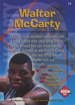 1996 Collector's Edge Rookie Rage - Radical Recruits Gold #13 Walter McCarty Back