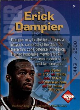1996 Collector's Edge Rookie Rage - Radical Recruits Holofoil #5 Erick Dampier Back
