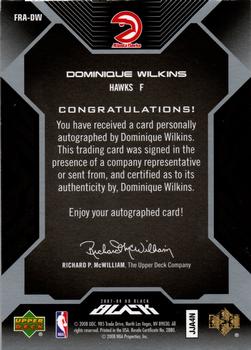 2007-08 UD Black - Framed Autographs #FRA-DW Dominique Wilkins Back