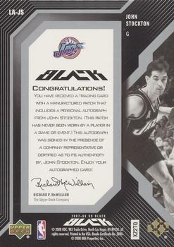 2007-08 UD Black - Letters Autographs #LA- JS John Stockton Back
