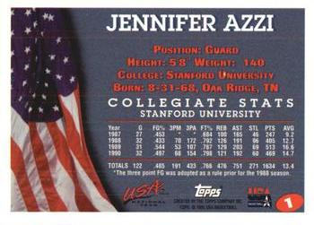 1996 Topps USA Women's National Team #1 Jennifer Azzi Back