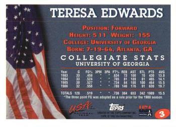 1996 Topps USA Women's National Team #3 Teresa Edwards Back