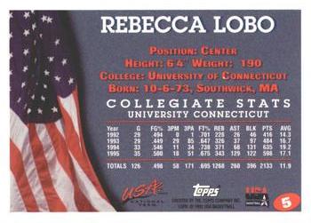1996 Topps USA Women's National Team #5 Rebecca Lobo Back