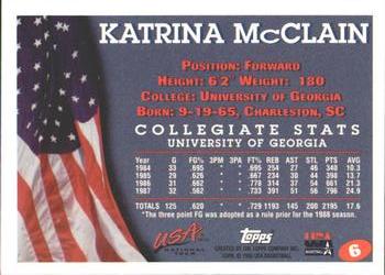 1996 Topps USA Women's National Team #6 Katrina McClain Back