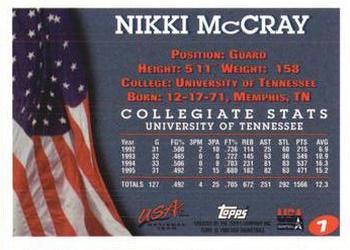 1996 Topps USA Women's National Team #7 Nikki McCray Back