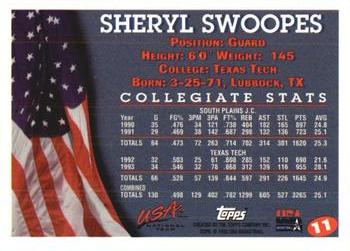 1996 Topps USA Women's National Team #11 Sheryl Swoopes Back