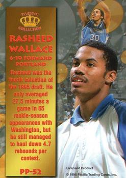 1996 Pacific Power #PP-52 Rasheed Wallace Back