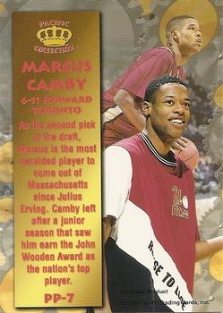 1996 Pacific Power #PP-7 Marcus Camby Back