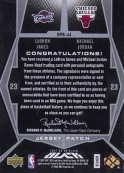 2007-08 UD Black - Patches Autographs Dual #DPA-JJ LeBron James / Michael Jordan Back