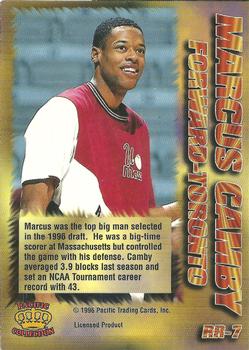 1996 Pacific Power - Regents of Roundball #RR-7 Marcus Camby Back