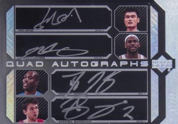 2007-08 UD Black - Autographs Quad #QAU-MJHB Yao Ming / LeBron James / Dwight Howard / Andrea Bargnani Front